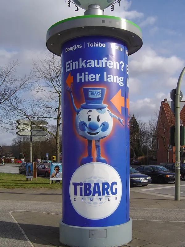 Litfaßsäulenwerbung Digitaldruck auf Affichenpaier für das Hamburger Tibarg Center