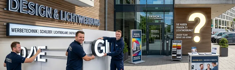 Lichtwerbung, Schilder und Buchstaben an einer Fassade in Hamburg