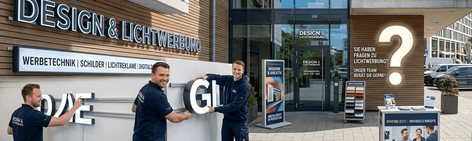 Lichtwerbung für Innenbereiche und Orientierungssysteme.
