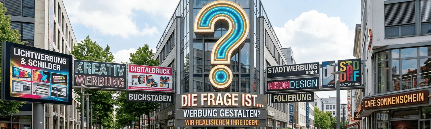 Außenwerbung mit Buchstaben, Lichtwerbung oder Schilder für Gewerbeobjekte.